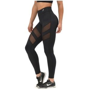 Black Mesh Paneling Leggings